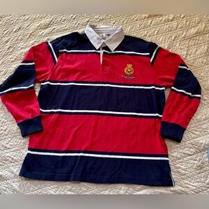 The Royal Yacht Britannia Red & Navy Rugby Shirt 100% Cotton Embroidered Logo XL